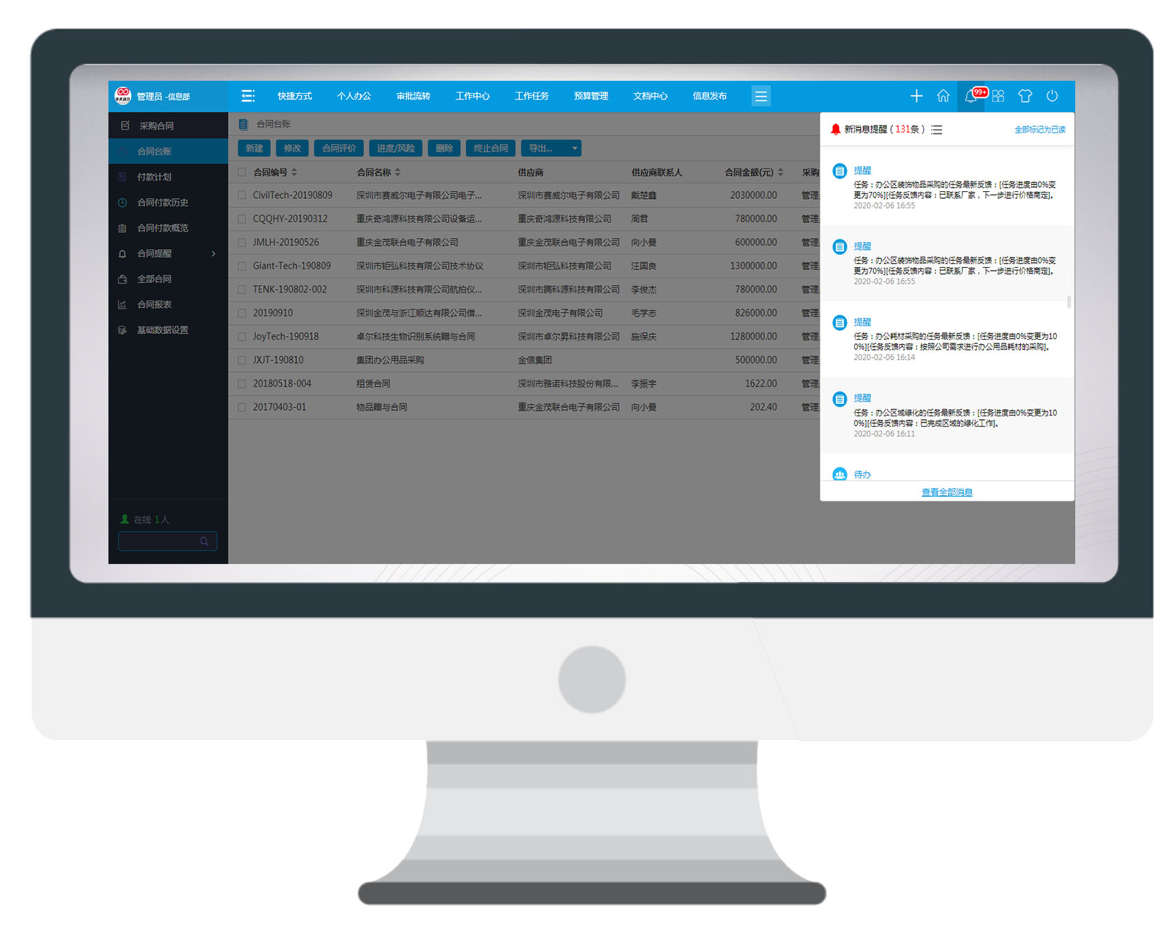 用華天動力OA系統(tǒng)管理采購合同，省錢！省錢！省錢！
